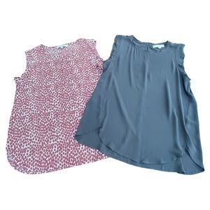 Loft Women's Set of two Flutter Tank Blouses Tops silky material sleeveless Sz M